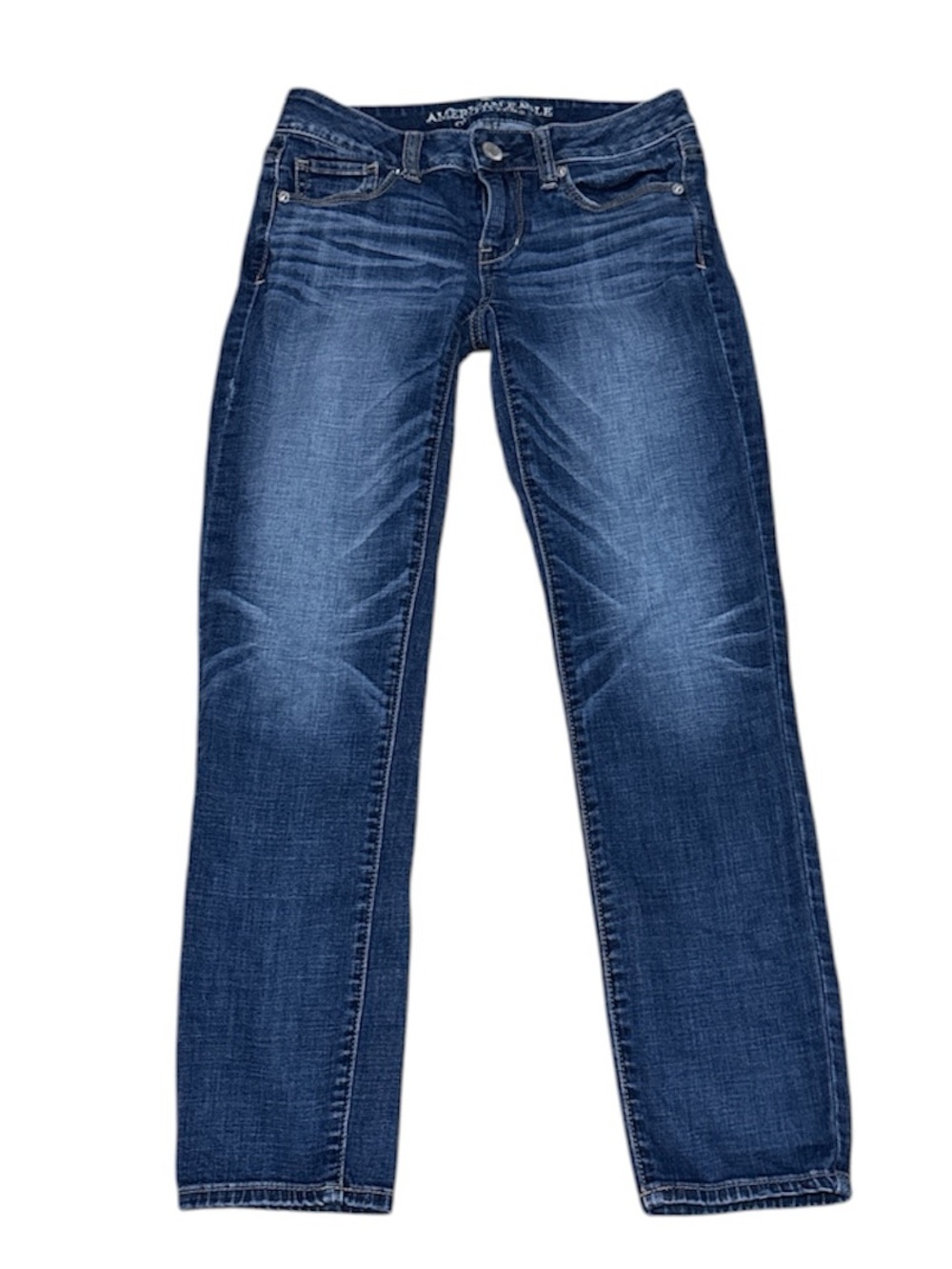 American Eagle Outfitters Women's Straight-Leg Jeans in Dark Blue